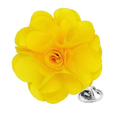 Imagem de Vittorio Vico Broche de lapela de flor de cor sólida formal masculino premium - Boutonniere para homens, broche, 2.5" (6.36CM), Poliéster, Não aplicável