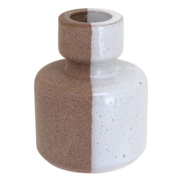 Imagem de CASTIÇAL CERÂMICA 16x12x12cm BEGE DECORATIVO PORTA VELA