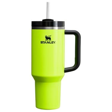Imagem de Stanley Copo Quencher H2.0 com canudo 1,134 g | Tampa Flowstate de 3 posições | Suporte de copo compatível para viagens | Copo de aço inoxidável isolado | Livre de BPA | Amarelo neon