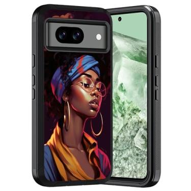 Imagem de ERWYTYIOI Capa protetora para Google Pixel 8a, 3 camadas de grau militar, antiarranhões, à prova de choque, elegante para Google Pixel 8a (6,1 polegadas, 2024), mulheres afro-americanas