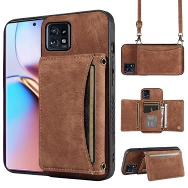 Imagem de Capa de telefone para Motorola Edge+ Plus 2023/Edge 40 Pro 5G/Moto X40 Capa carteira com alça de ombro transversal, couro PU, porta-cartão de crédito, bolso fino, suporte para celular, bolsa flip X +