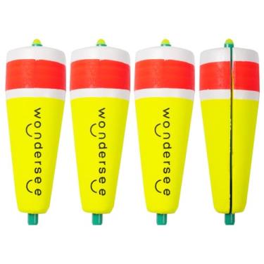 Imagem de wondersee Boias de pesca, boias deslizantes, boias deslizantes, pacote com 4 (amarelo, 7,6 cm)