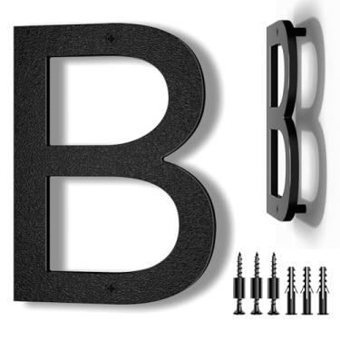 Imagem de IVERRA Números grandes flutuantes de 20 cm, número de casa moderno preto para uso externo, números de endereço residencial para portão de garagem ao ar livre Wall Street (letra B)