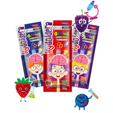 Imagem de Pirulito Brilha no Escuro Sabor Variado Blueberry Morango Uva 24 Unidades 10g Kydoidera (GENIUS)