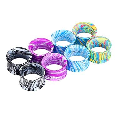 Imagem de YOFANST 12 peças de aço inoxidável respingos, túneis de orelha coloridos, alargador duplo alargador, 2 g - 5/8 polegadas, Aço inoxidável, Zircônia cúbica