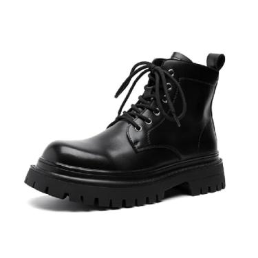 Imagem de MANLADUO Bota masculina impermeável de cano alto e sola grossa casual com zíper, Preto, 42
