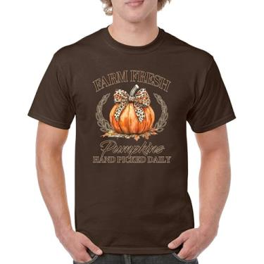 Imagem de Camiseta masculina fofa Farm Fresh Pumpkins outono estação aconchegante festival labirinto de milho Dia de Ação de Graças Peru Dia de Ação de Graças Outono, Marrom, P