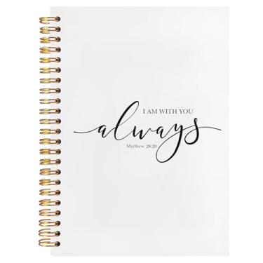 Imagem de BearCake Caderno cristão, caderno de anotações bíblicas, bíblia espiral com espaço para anotações, presentes cristãos para mulheres e homens, Matthew 18:20 I am with You Always Caderno espiral 14 x 20