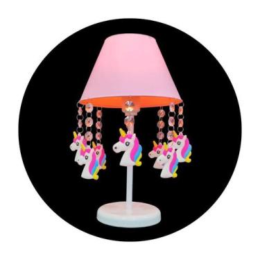 Imagem de Abajur Infantil Unicórnio Decoração Quarto De Menina Rosa Bebê Luminár