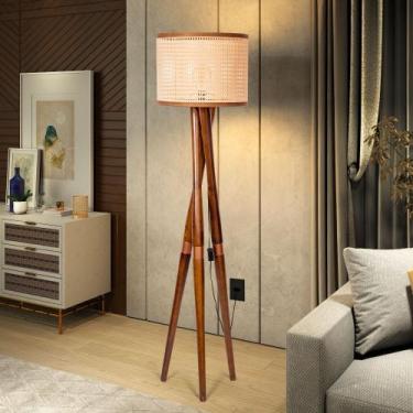 Imagem de Luminária De Chão Luxo Casa Decoração Madeira Tripé Belissima - A7 HOm