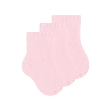 Imagem de Kit 3 Pares de Meias Bebê Cano Curto Selene 1320-001, Rosa, 0-5