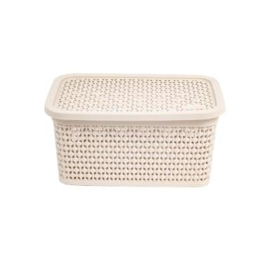 Imagem de 1 Caixa Organizadora 4 Litros, Cesta Rattan Reforçada com Tampa e Alça