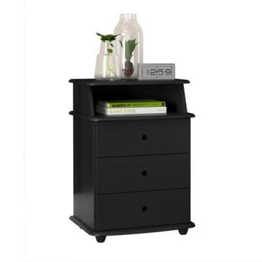 Imagem de Mesa De Cabeceira Mudo Luxo New I 3 Gavetas Preto - Beauty Móveis