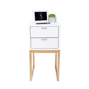 Imagem de Mesa De Cabeceira Industrial ECO 30 2 GAVETAS BASE DOURADA - Enviamos 
