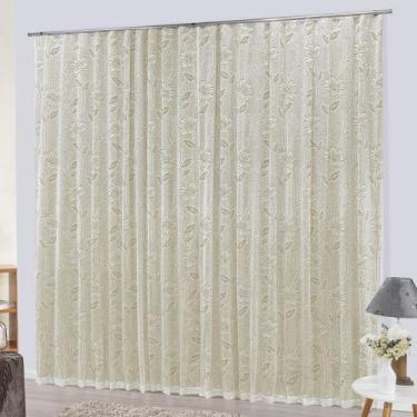 Imagem de Cortina Grande p/ Sala 5,90X2,50 Trilho Suíço Rendada Catar - ENTROU C