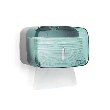 Imagem de Suporte Dispenser Porta Papel Toalha Compacto Papeleira Invoq Verde Pr