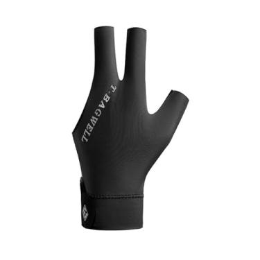 Imagem de YIJU Luva de bilhar de três dedos para mão esquerda para adultos, luva elástica antiderrapante universal para jogadores de sinuca, luva para jogar, Preto