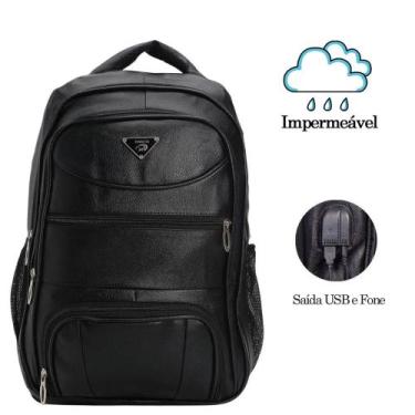 Imagem de Mochila Masculina Couro Escolar Faculdade Reforçada Notebook Impermeáv