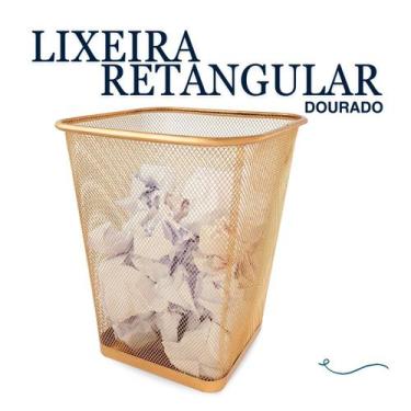 Imagem de Lixeira Retangular Dourado Ouro 12l para Loja Escritorio Top - Markys 