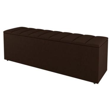 Imagem de Calçadeira Baú King Size Cora 190cm Sintético Marrom - Desk Design