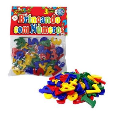 Imagem de Brincando Com Números 56 Peças Plásicas Pedagógico Educativo - anjo da