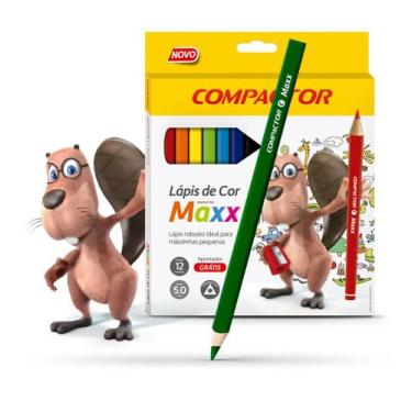 Imagem de Lápis De Cor Maxx 12 Cores Triangular Ponta Grossa 5.0 para Mãozinhas 