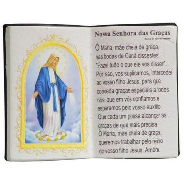 Imagem de Livro de Oração Nossa Senhora Graças Resina Porta Caneta 15cm - Zona L