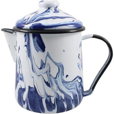 Imagem de Leiteira Esmaltada Tradicional 12 Marmorizada Azul - 1100 ml - Ewel