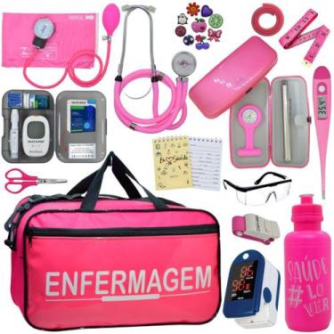 Imagem de Kit Bolsa Cores Aparelho Pressao Esfigmomanometro Medidor de Glicose C