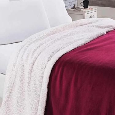 Imagem de Manta Sherpa Casal Andreza Vinho - Andreza Enxovais