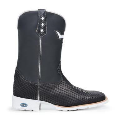 Imagem de Bota Texana Cano Longo Cara de Boi Bico Quadrado Sola Branca - Carrero