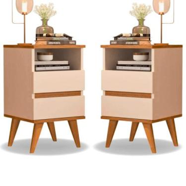 Imagem de Kit 2 Mesas de Cabeceira Quarto Apoio Lateral Cama Box Casal Estilo De