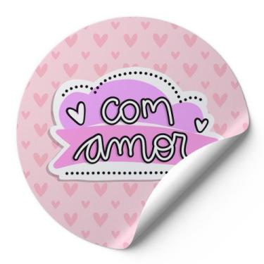 Imagem de Etiquetas Auto Colante Adesivos Redondos Com Amor AD320 - Kizart