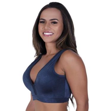 Imagem de Top fitness feminino decote v bojo cirrê relevo poliamida manu-orbis -