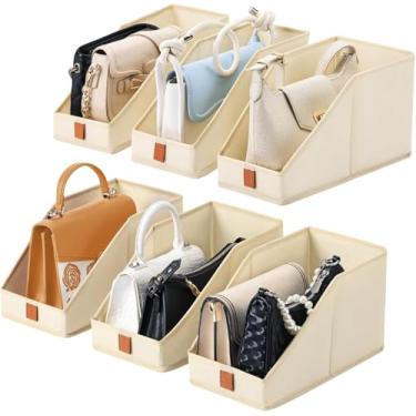 Imagem de DIMJ Pacote com 6 compartimentos organizadores pequenos, dobrável, organizador de bolsa e bolsa para armário, cesta pequena para prateleiras, guarda-roupa, quarto, escritório, organizador de armário