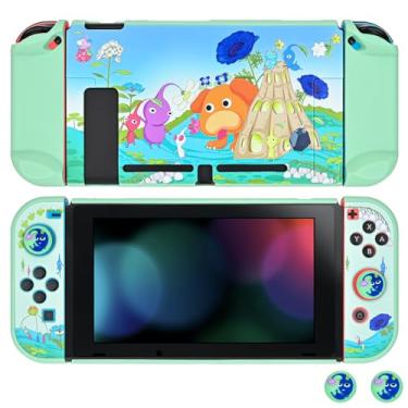 Imagem de DLseego Capa de controle para Switch Console 2017, capa rígida protetora antiderrapante durável com absorção de choque com 2 peças de tampas de aperto de polegar confortáveis para controles Joycon -