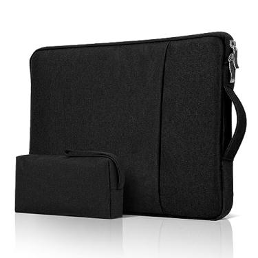 Imagem de JOOEER Capa para laptop de 14 polegadas com alça para laptop MacBook Pro M1 M2 M3 M4 de 14 polegadas, capa protetora de poliéster portátil com bolso para acessórios, preta