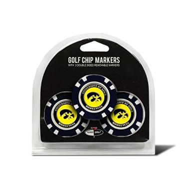 Imagem de Team Golf NCAA Iowa Hawkeyes Marcadores de bola de golfe (3 unidades), tamanho de fichas de pôquer com marcadores de esmalte de dupla face menores