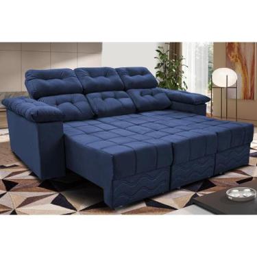Imagem de Sofa Itália 2,40 Mts Retrátil e Reclinavel Tecido Suede Azul - Cama In