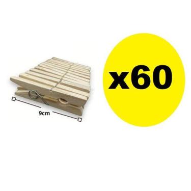 Imagem de 60 Unidades Prendedor De Roupa Gigante de Madeira 9cm - Lynx produções
