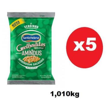 Imagem de 5 Pacotes Amendoim Salgado Amíndus Grelhaditos S/Pele 1,01kg - Santa h