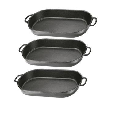 Imagem de Kit 3 Assadeiras Beira Alta Ferro Fundido 46cm,24cm e 7cm - Fumil