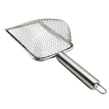 Imagem de ＫＬＫＣＭＳ Pequena malha de aço inoxidável gatos maca scooper kitty metal scooper portátil limpador pet maca peneira para aquário kitty, 3.8 mm x 3.8 mm