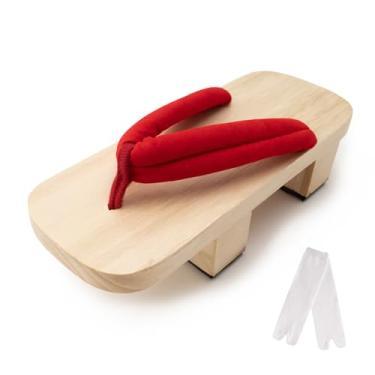 Imagem de Cutey May Tamancos japoneses Geta de madeira com meias Tabi, Madeira e vermelho, 10-11