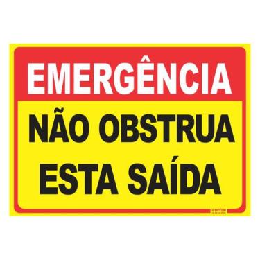 Imagem de Placa de Sinalização Emergência Não Obstrua está saída - Império da Im
