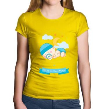 Imagem de Baby Look Algodão Mãe de um menino - Foca na Moda, Amarelo, M