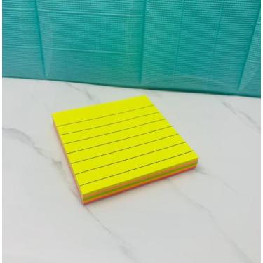 Imagem de Bloco De Anotação Pautado Amarelo 100Folhas 7,6CM X 7,6CM HA85411 - In