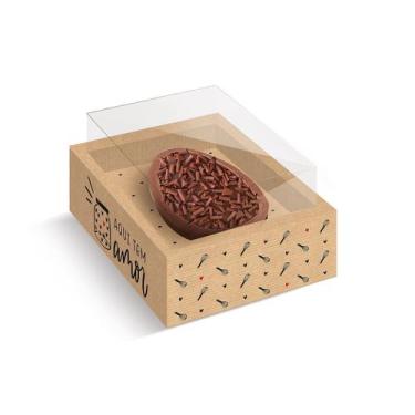 Imagem de Caixa New Moldura para Meio Ovo com Colher - Kraft Doçura - 06 Unidade