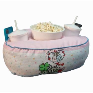 Imagem de Almofada Porta Pipoca Com Bolso Balde + Copos Que Sorte - Maria dos Re
