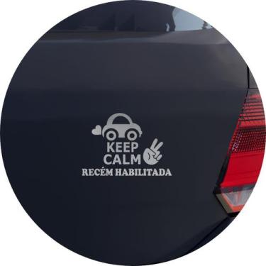 Imagem de Adesivo de Carro Keep Calm Recém Habilitada - Cor Prata - Melhor Adesi